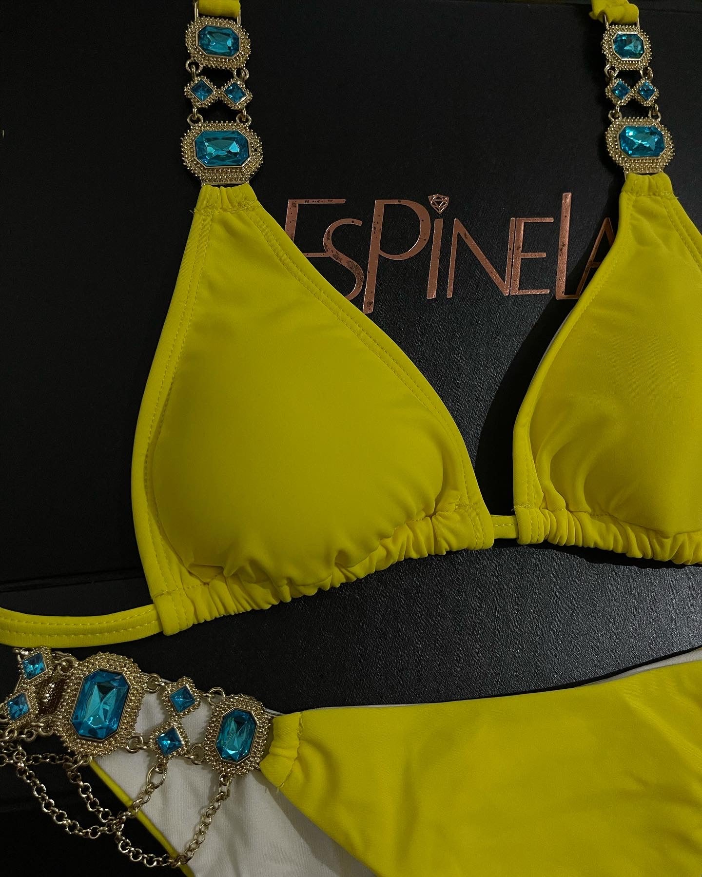 Yellow with Blue Crystals (Set)