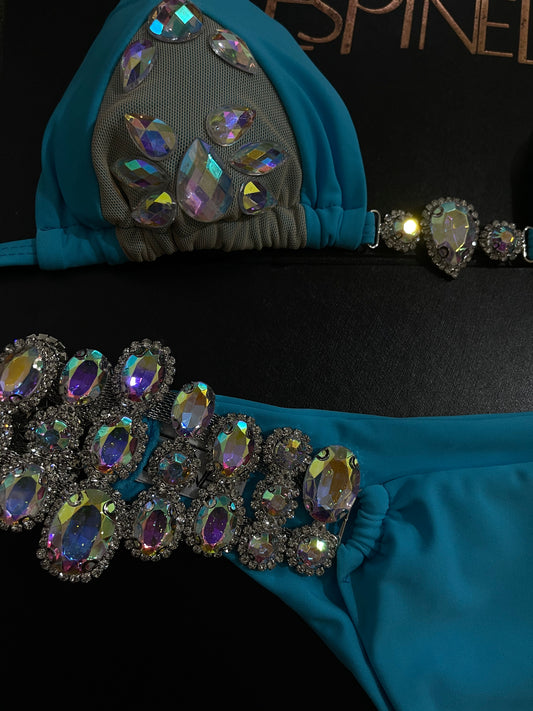Blue Cyan with Crystals (Set)